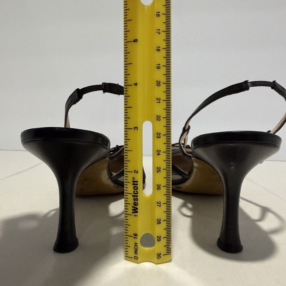 CHANEL BLACK MESH CC BOW SLINGBACK HEELS (IT 40) - Picture 8 of 16